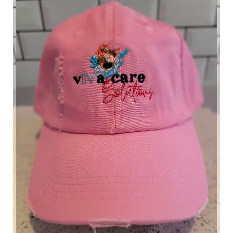 Pink Distressed Cap-Viva Care Solutions in Philadelphia PA